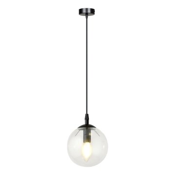 Żyrandol na lince COSMO 1xE14/10W/230V śr. 14 cm czarny/przezroczysty