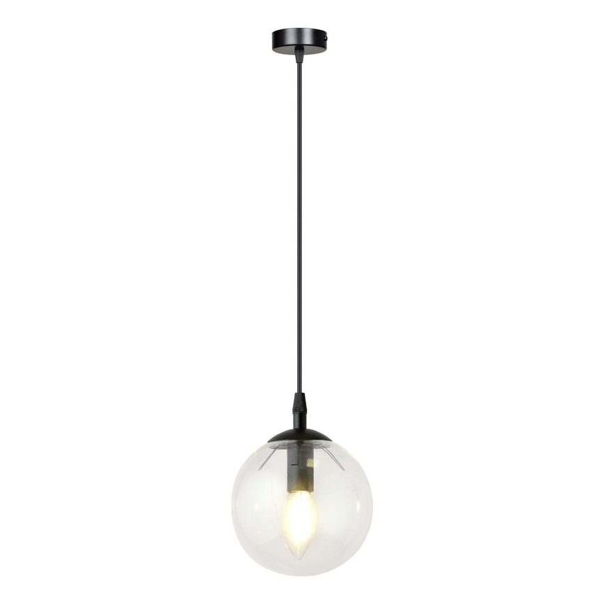 Żyrandol na lince COSMO 1xE14/10W/230V śr. 14 cm czarny/przezroczysty