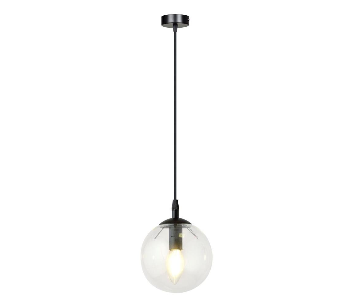 Żyrandol na lince COSMO 1xE14/10W/230V śr. 14 cm czarny/przezroczysty