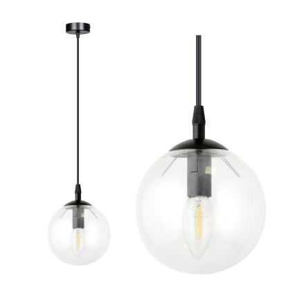 Żyrandol na lince COSMO 1xE14/10W/230V śr. 14 cm czarny/przezroczysty