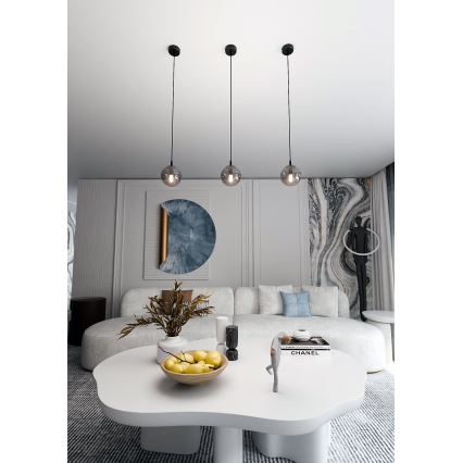 Żyrandol na lince COSMO 1xE14/10W/230V śr. 14 cm czarny/szary