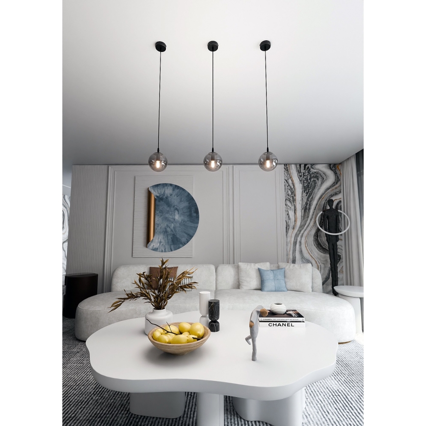 Żyrandol na lince COSMO 1xE14/10W/230V śr. 14 cm czarny/szary