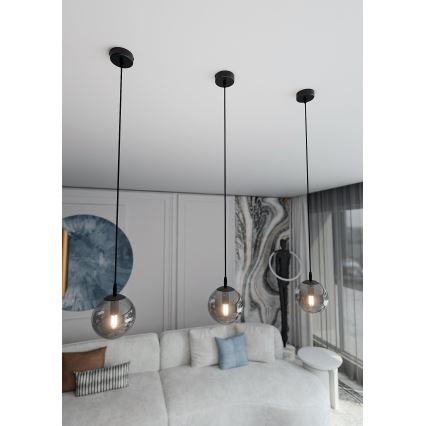 Żyrandol na lince COSMO 1xE14/10W/230V śr. 14 cm czarny/szary