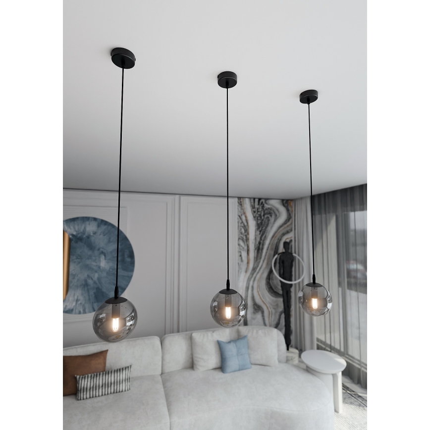 Żyrandol na lince COSMO 1xE14/10W/230V śr. 14 cm czarny/szary