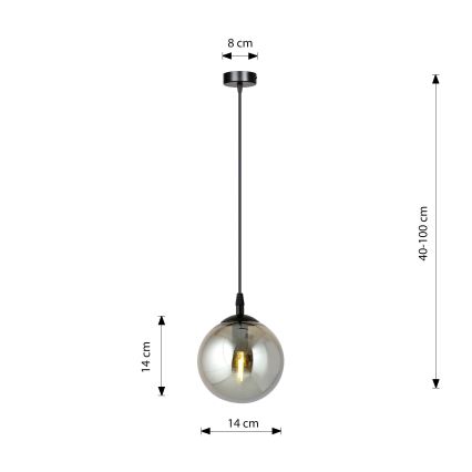 Żyrandol na lince COSMO 1xE14/10W/230V śr. 14 cm czarny/szary