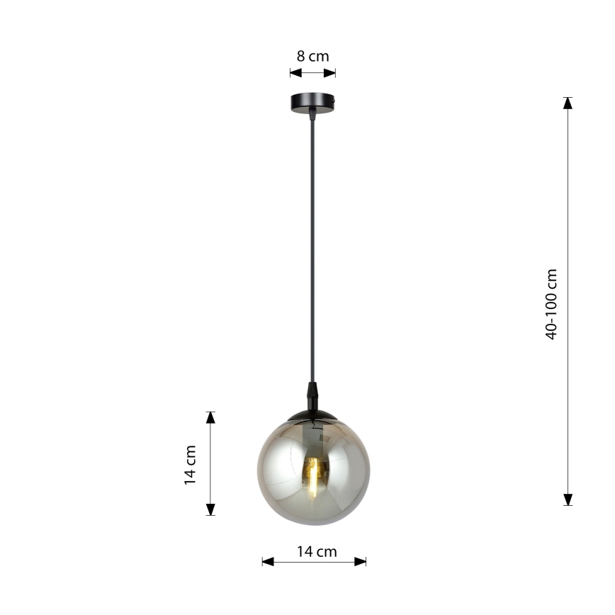 Żyrandol na lince COSMO 1xE14/10W/230V śr. 14 cm czarny/szary