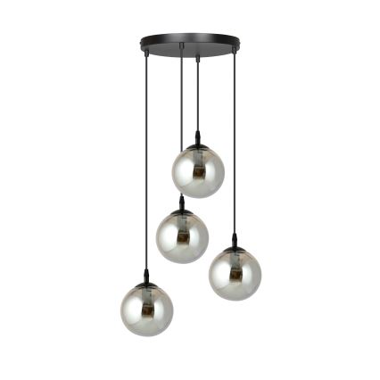 Żyrandol na lince COSMO 4xE14/10W/230V śr. 40 cm czarny/szary