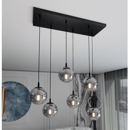 Żyrandol na lince COSMO 6xE14/10W/230V czarny/szary