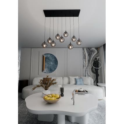 Żyrandol na lince COSMO 9xE14/10W/230V czarny/szary