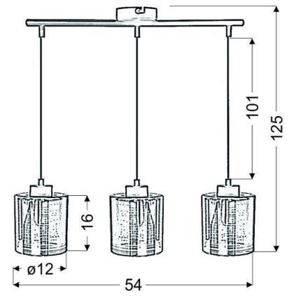 Żyrandol na lince COX 3xE27/60W/230V