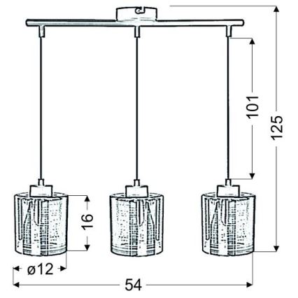 Żyrandol na lince COX 3xE27/60W/230V złoty