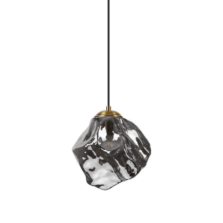 Žyrandol na lince CRISTAL 1xE14/15W/230V mosiądz/przydymiona czerń