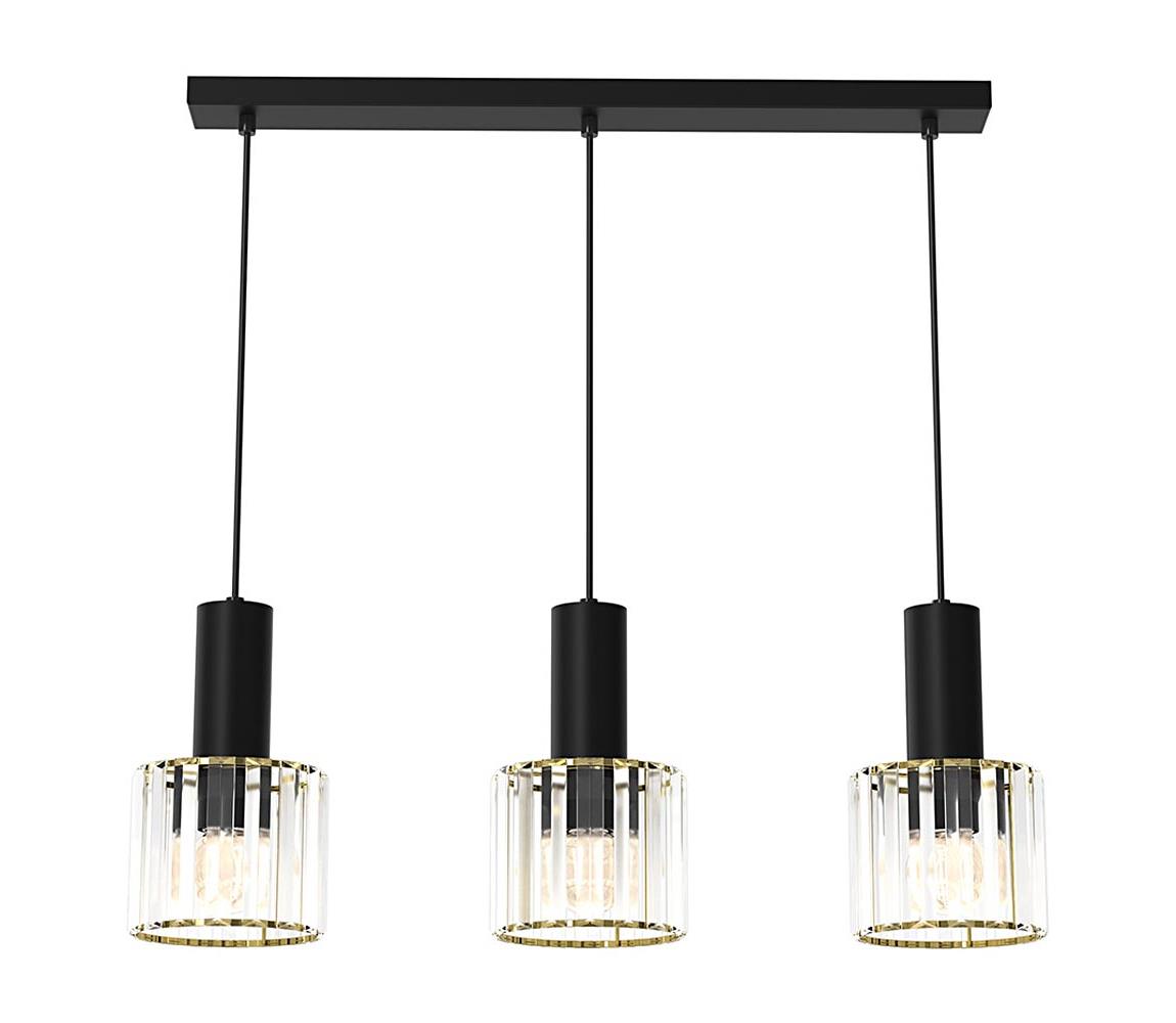 Żyrandol na lince CRISTAL 3xE27/60W/230V czarny