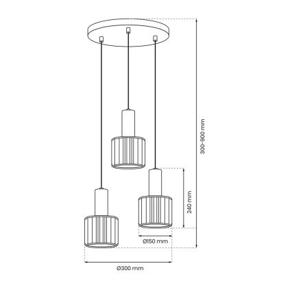 Żyrandol na lince CRISTAL 3xE27/60W/230V czarny