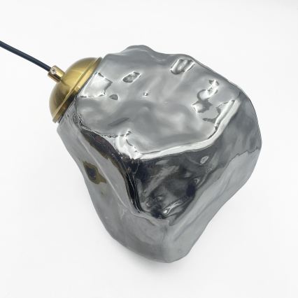 Żyrandol na lince CRISTAL 5xE14/15W/230V mosiądz/czarne dymione szkło