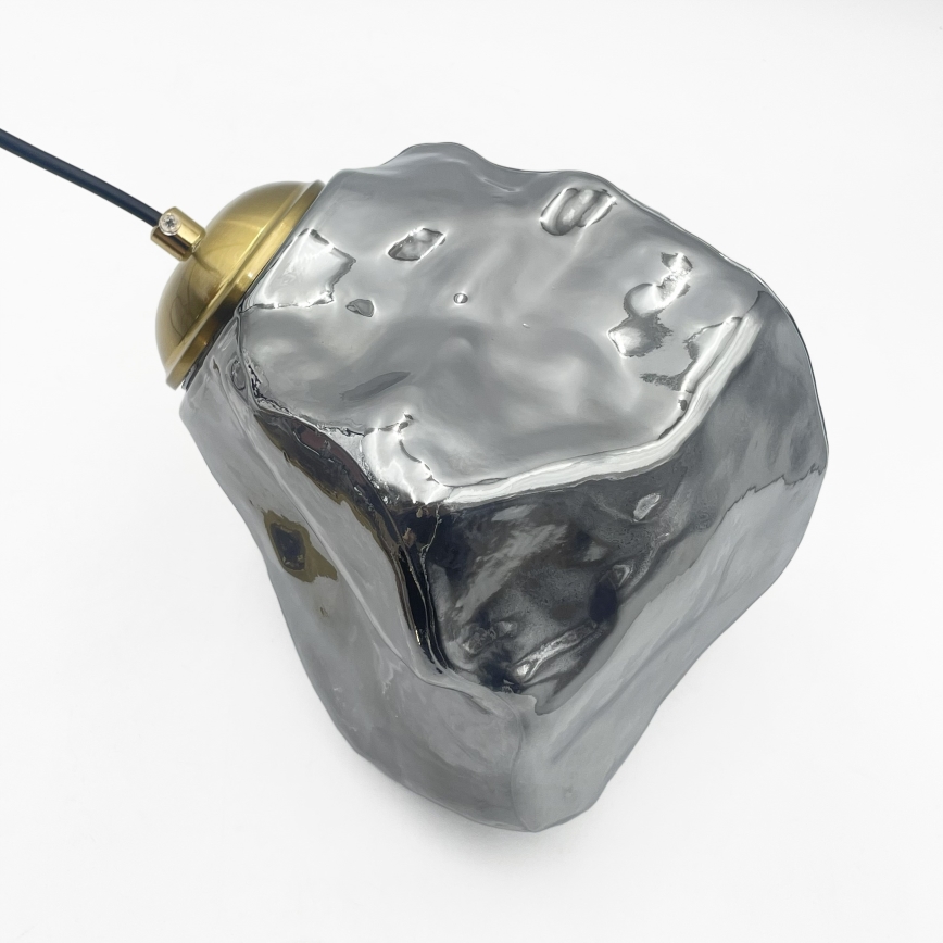 Żyrandol na lince CRISTAL 5xE14/15W/230V mosiądz/czarne dymione szkło