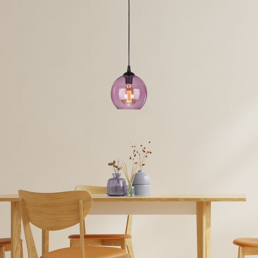 Żyrandol na lince CUBUS 1xE27/60W/230V różowe