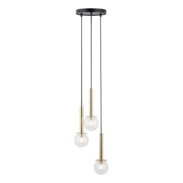 Żyrandol na lince DAISY 3xG9/12W/230V śr. 27 cm złoty/czarny/przezroczysty