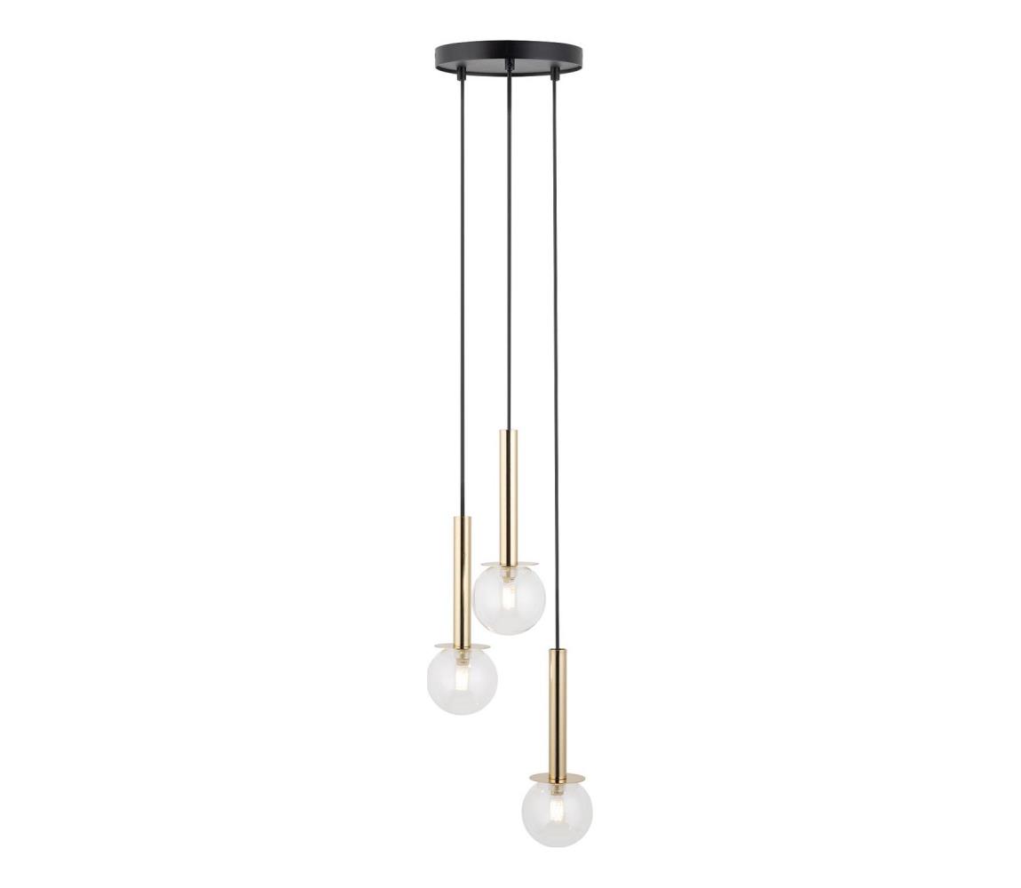 Żyrandol na lince DAISY 3xG9/12W/230V śr. 27 cm złoty/czarny/przezroczysty