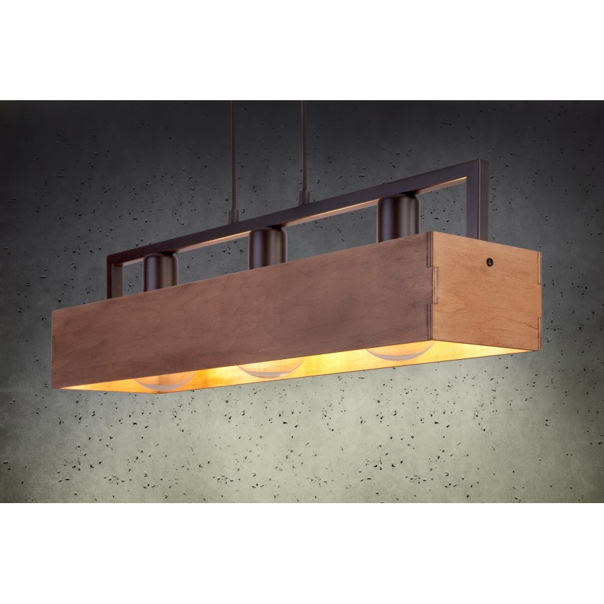 Żyrandol na lince DAKOTA 3xE27/60W/230V drewno/czarny