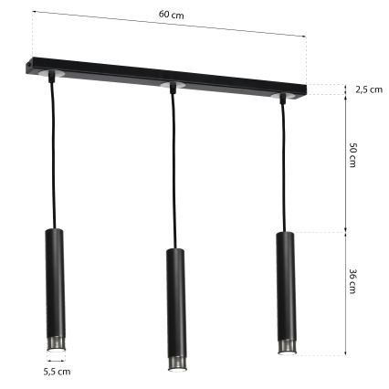 Żyrandol na lince DANI 3xGU10/8W/230V