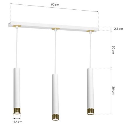 Żyrandol na lince DANI 3xGU10/8W/230V