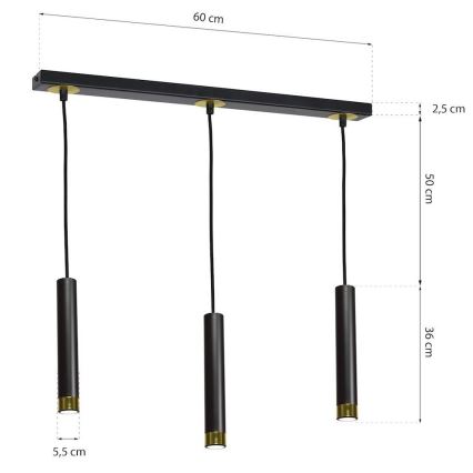 Żyrandol na lince DANI 3xGU10/8W/230V