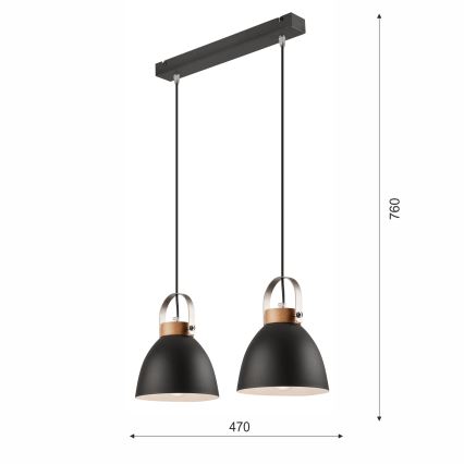 Żyrandol na lince DANIELLE 2xE27/60W/230V buk