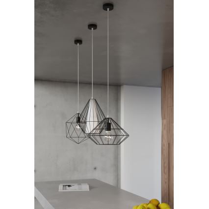 Żyrandol na lince DEMI 1xE27/60W/230V czarny/biały
