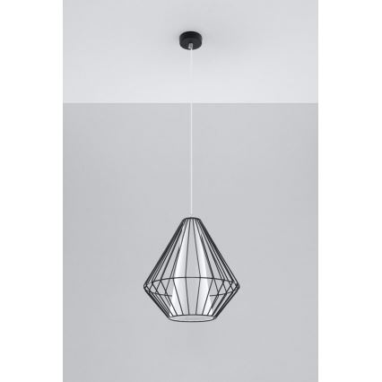 Żyrandol na lince DEMI 1xE27/60W/230V czarny/biały