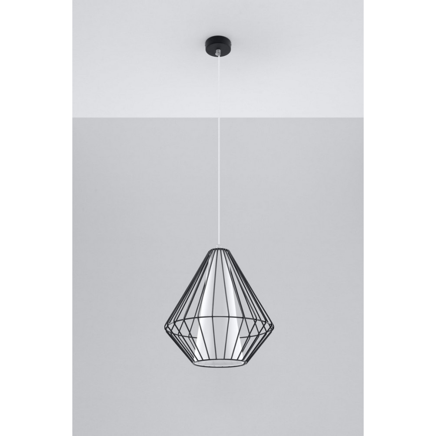 Żyrandol na lince DEMI 1xE27/60W/230V czarny/biały