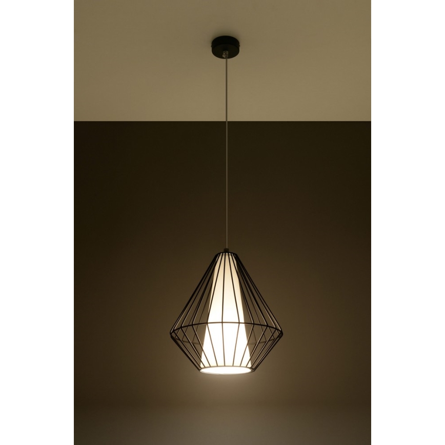 Żyrandol na lince DEMI 1xE27/60W/230V czarny/biały