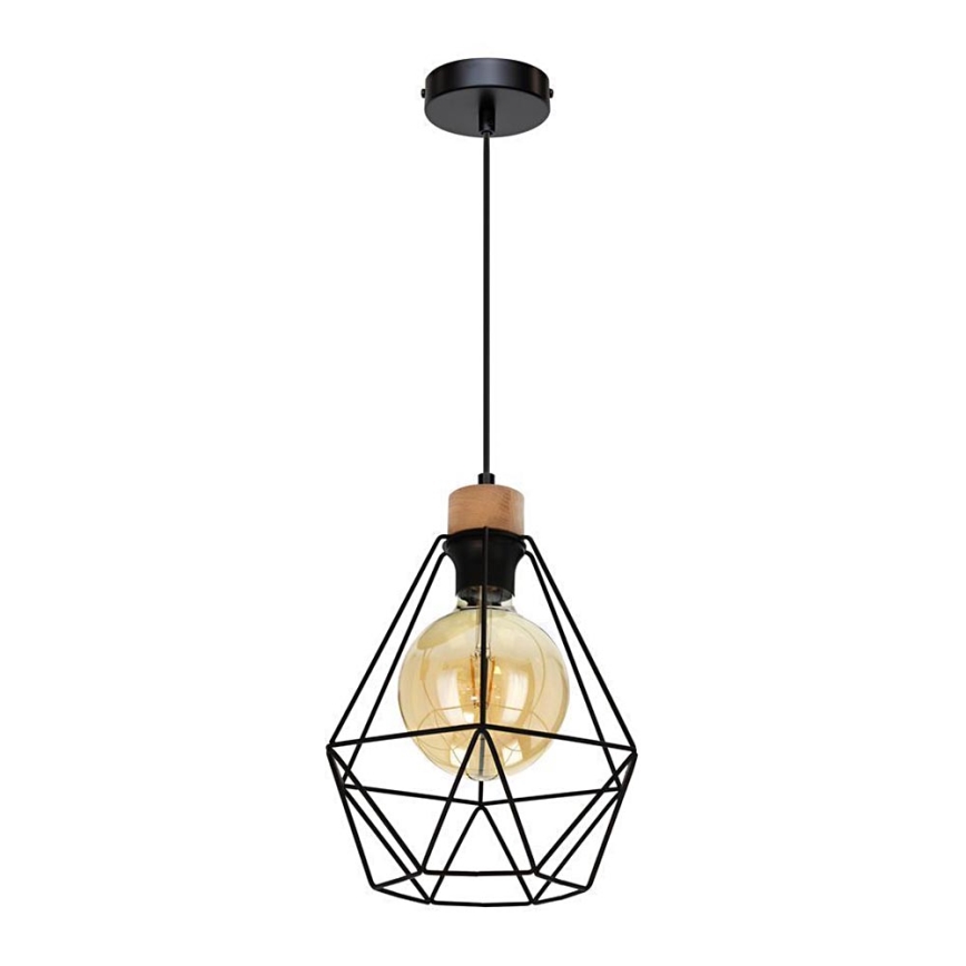 Żyrandol na lince DIAMENT 1xE27/60W/230V dąb – FSC certyfikowano