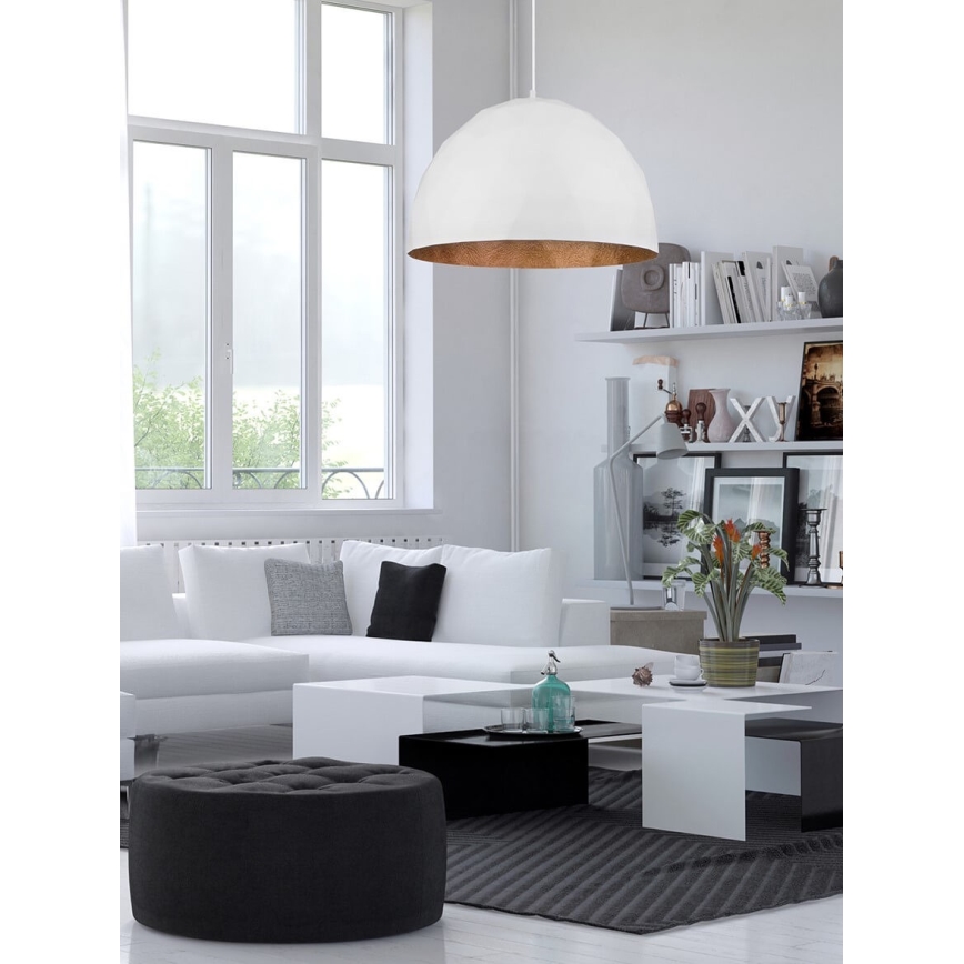 Żyrandol na lince DIAMENT 1xE27/60W/230V śr. 50 cm biały/miedź