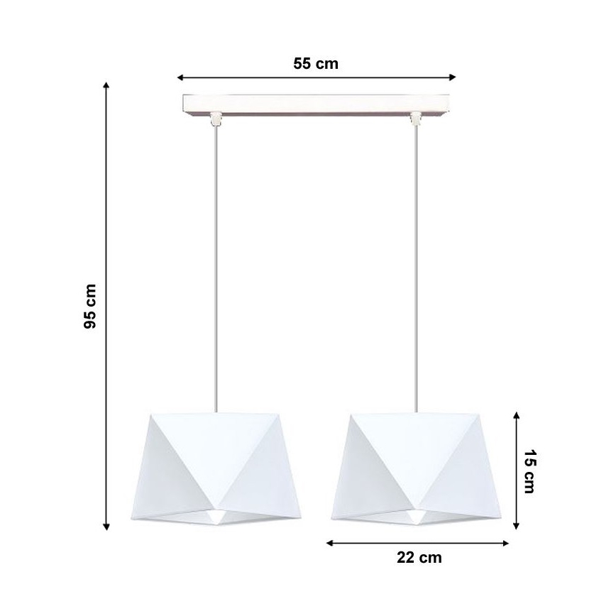 Żyrandol na lince DIAMENT 2xE27/60W/230V biały