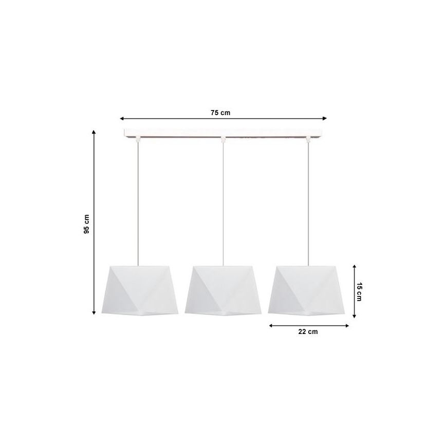 Żyrandol na lince DIAMENT 3xE27/60W/230V biały