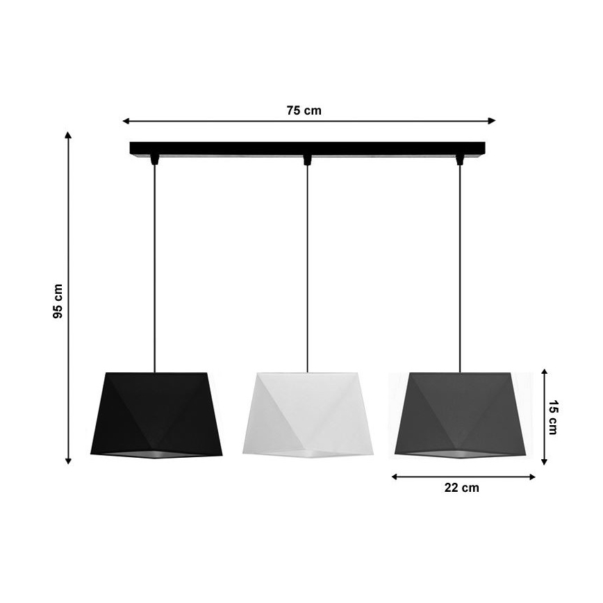 Żyrandol na lince DIAMENT 3xE27/60W/230V