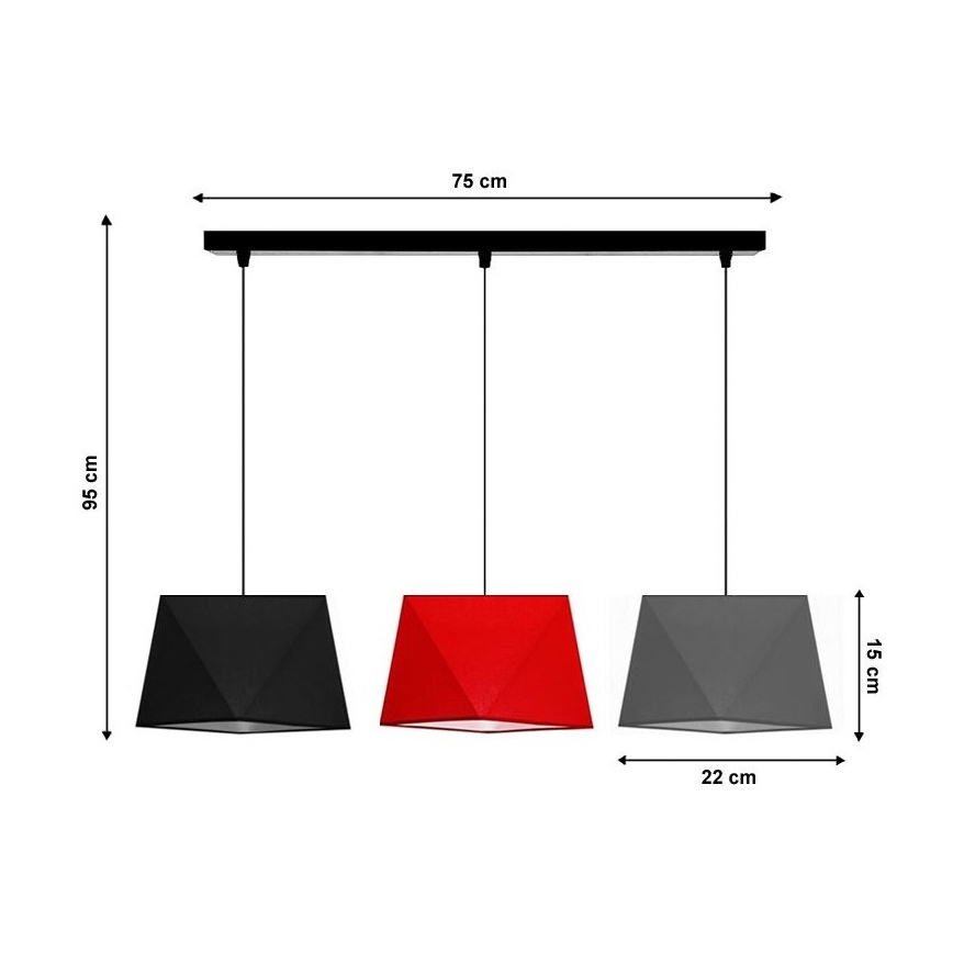Żyrandol na lince DIAMENT 3xE27/60W/230V