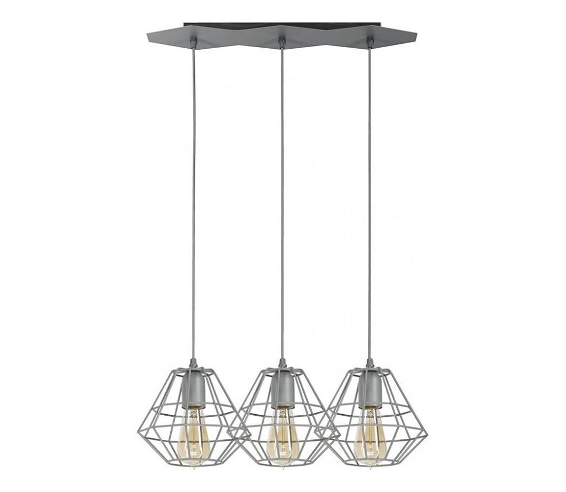 Żyrandol na lince DIAMOND 3xE27/60W/230V szare