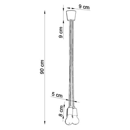 Żyrandol na lince DIEGO 3xE27/60W/230V żółty