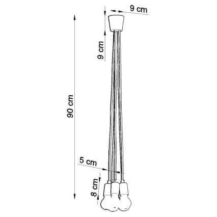 Żyrandol na lince DIEGO 5xE27/60W/230V żółty