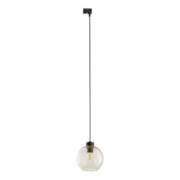 Żyrandol na lince do 1-fazowego systemu szynowego CUBUS 1xE27/15W/230V czarny/dym beżowy