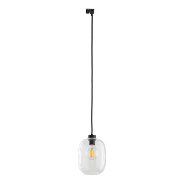 Żyrandol na lince do 1-fazowego systemu szynowego ELIO 1xE27/15W/230V czarny/przezroczysty