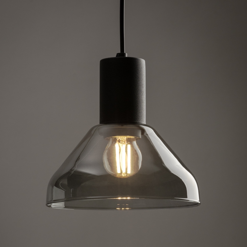 Żyrandol na lince do 3-fazowego systemu szynowego NEO 1xE27/15W/230V czarny/dym czarny