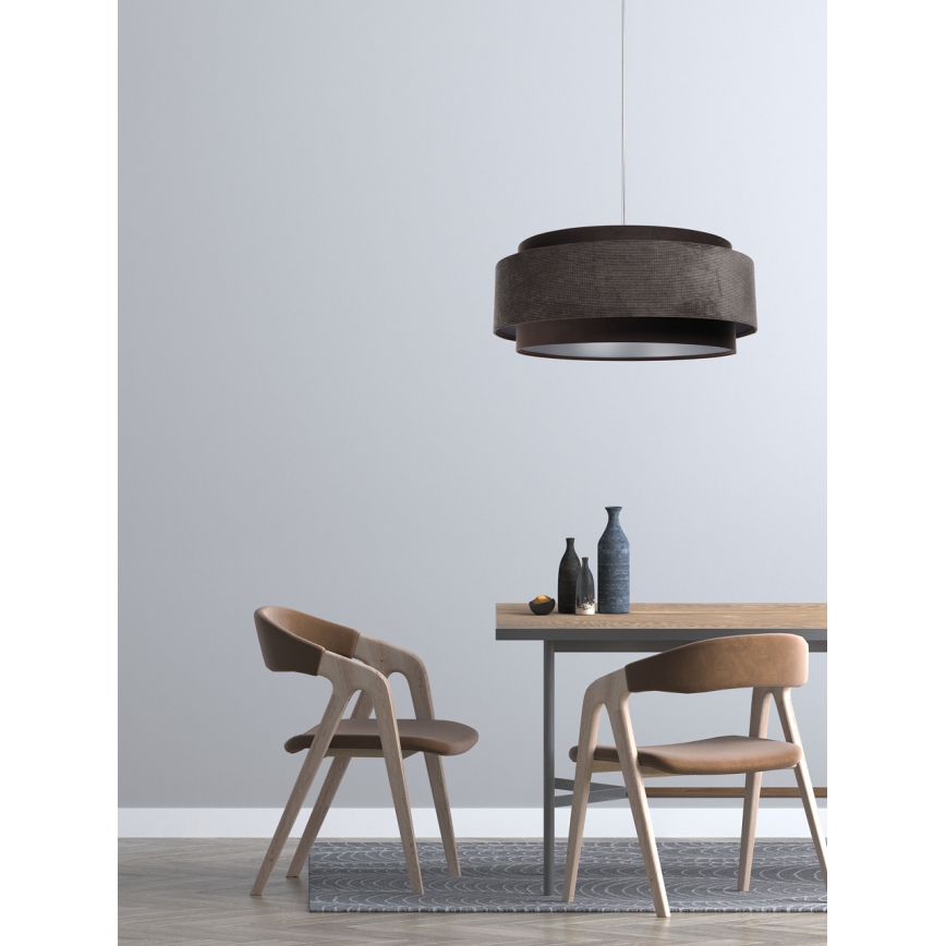 Żyrandol na lince DOBLO 1xE27/60W/230V  śr. 60 cm brązowy/srebrny