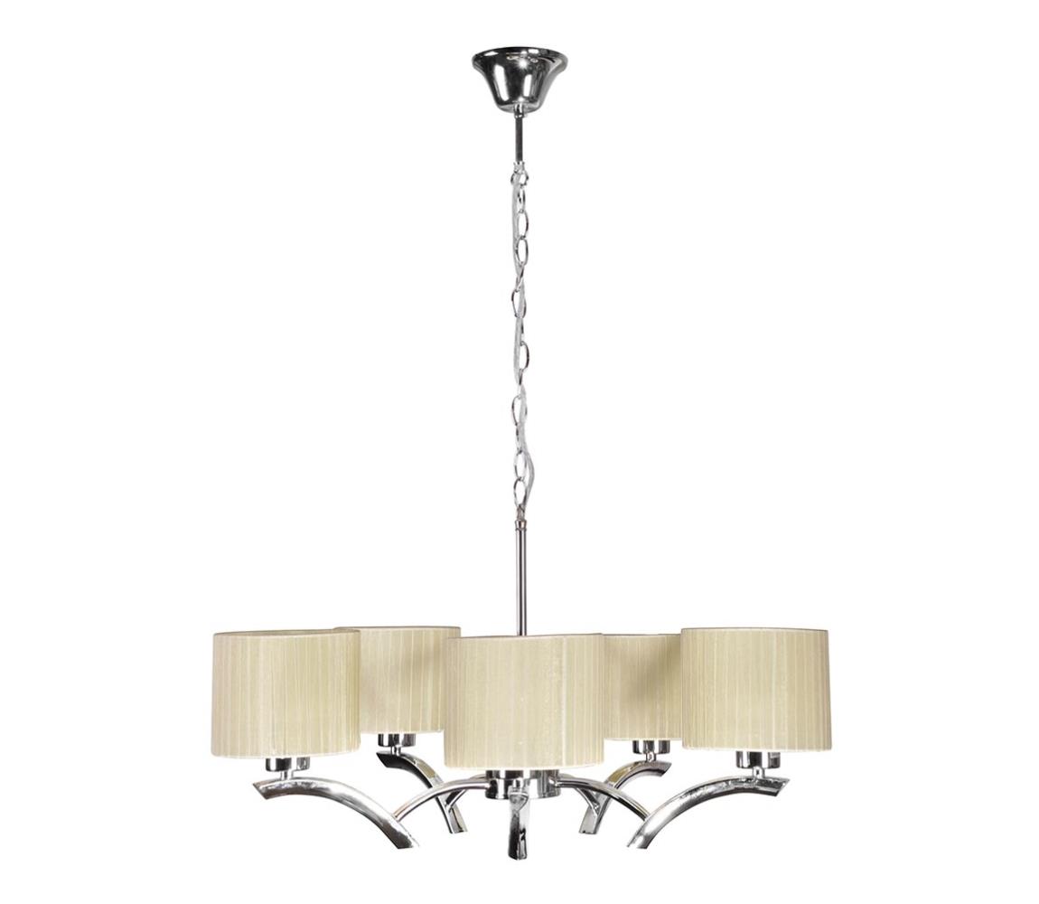 Żyrandol na lince DRAGA 5xE27/60W/230V beżowy/chrom błyszczący
