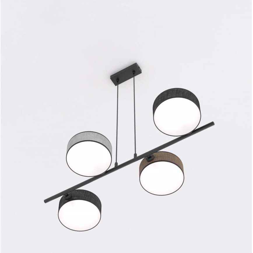Żyrandol na lince DRUMZ 4xE14/10W/230V czarny/brązowy/szary