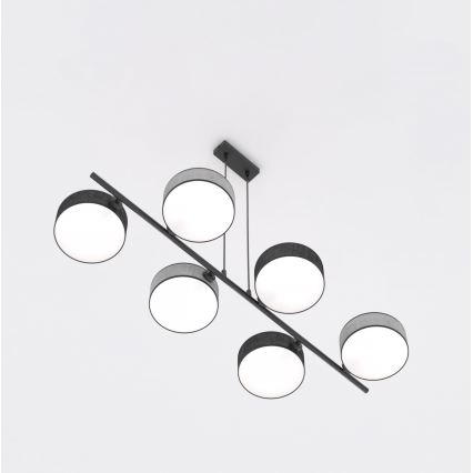 Żyrandol na lince DRUMZ 6xE14/10W/230V czarny/szary