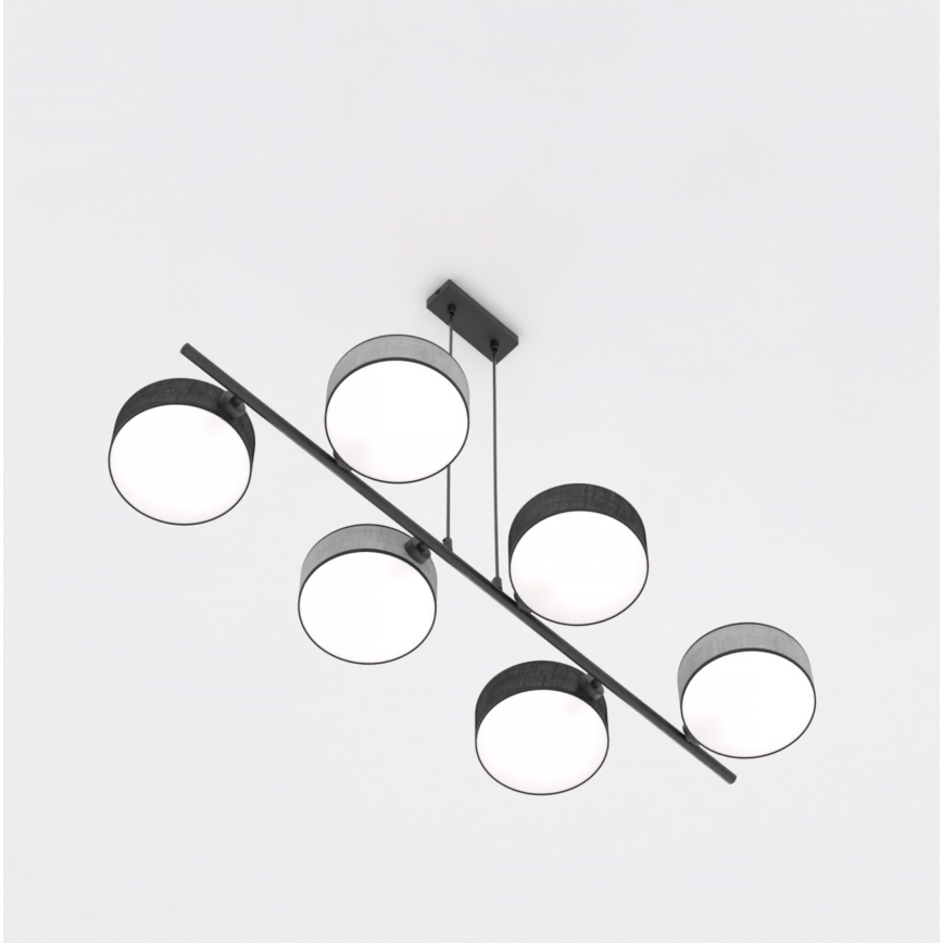 Żyrandol na lince DRUMZ 6xE14/10W/230V czarny/szary