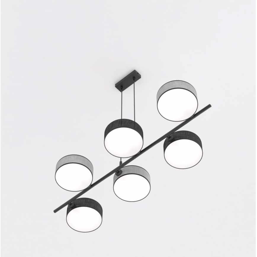 Żyrandol na lince DRUMZ 6xE14/10W/230V czarny/szary